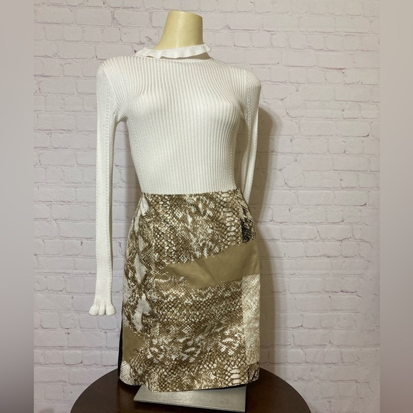 Tahari Dresses & Skirts - TAHARI neutral multi snakeskin print A Line skirt in size 12 Y2K 90s fashion EUC